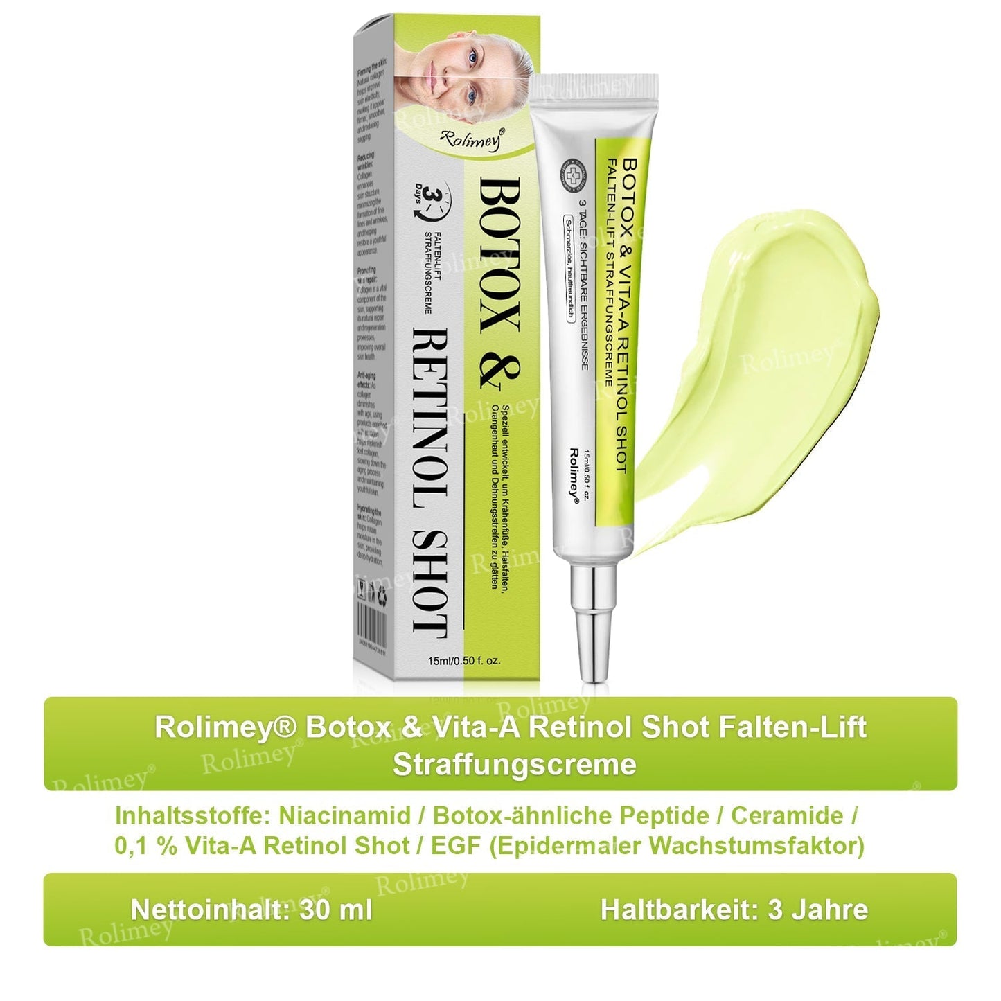 Rolimey® Retinol & Botox Shot » Straffende Gesichtscreme gegen Falten